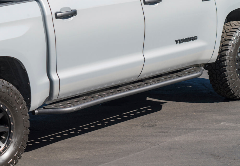 Cali Raised LED CR4208 - Cali Raised 2022 Toyota Tundra Rock Sliders - Non Hybrid/Kick Out/BedLiner Filler Plate/Powder Coat