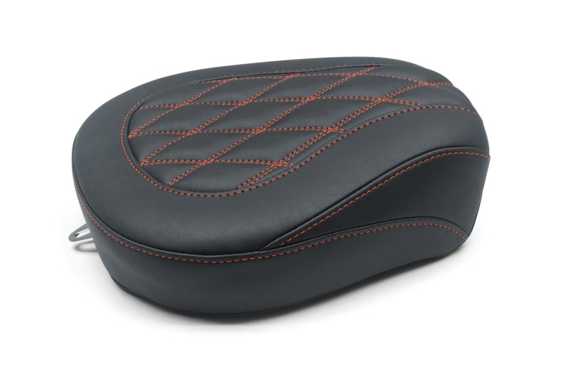 Mustang Motorcycle 76648AB - Mustang 08-21 Harley Wide Tripper FL Touring Passenger Seat w/Red Diamond Stitch - Black