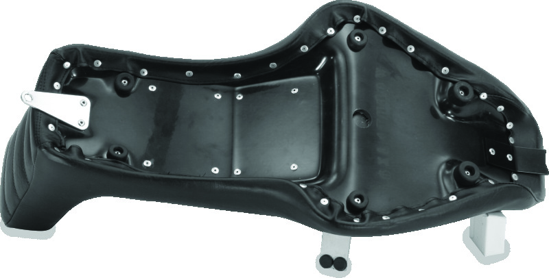 Mustang Motorcycle 79012GM - Mustang 08-21 HD Electra Glide,Rd Glide,Rd King,Str Glide Driver Backrest - Black w/ Grey Stitching