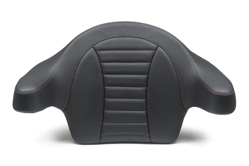 Mustang Motorcycle 79014AB - Mustang 14-21 HD FL Touring Extended Arm Wrap-Around Backrest Deluxe - Black w/Red Stitching