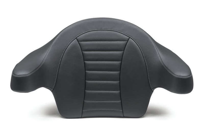 Mustang Motorcycle 79014GM - Mustang 14-21 HD FL Touring Extended Arm Wrap-Around Backrest Deluxe - Black w/Grey Stitching