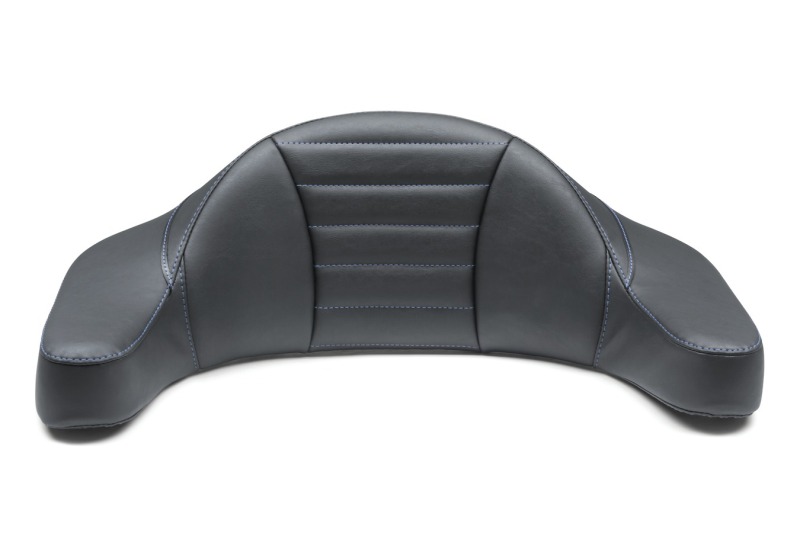 Mustang Motorcycle 79013SB - Mustang 93-13 HD FL Super Touring Extended Arm Wrap-Around Backrest Deluxe - Black w/Blue Stitching
