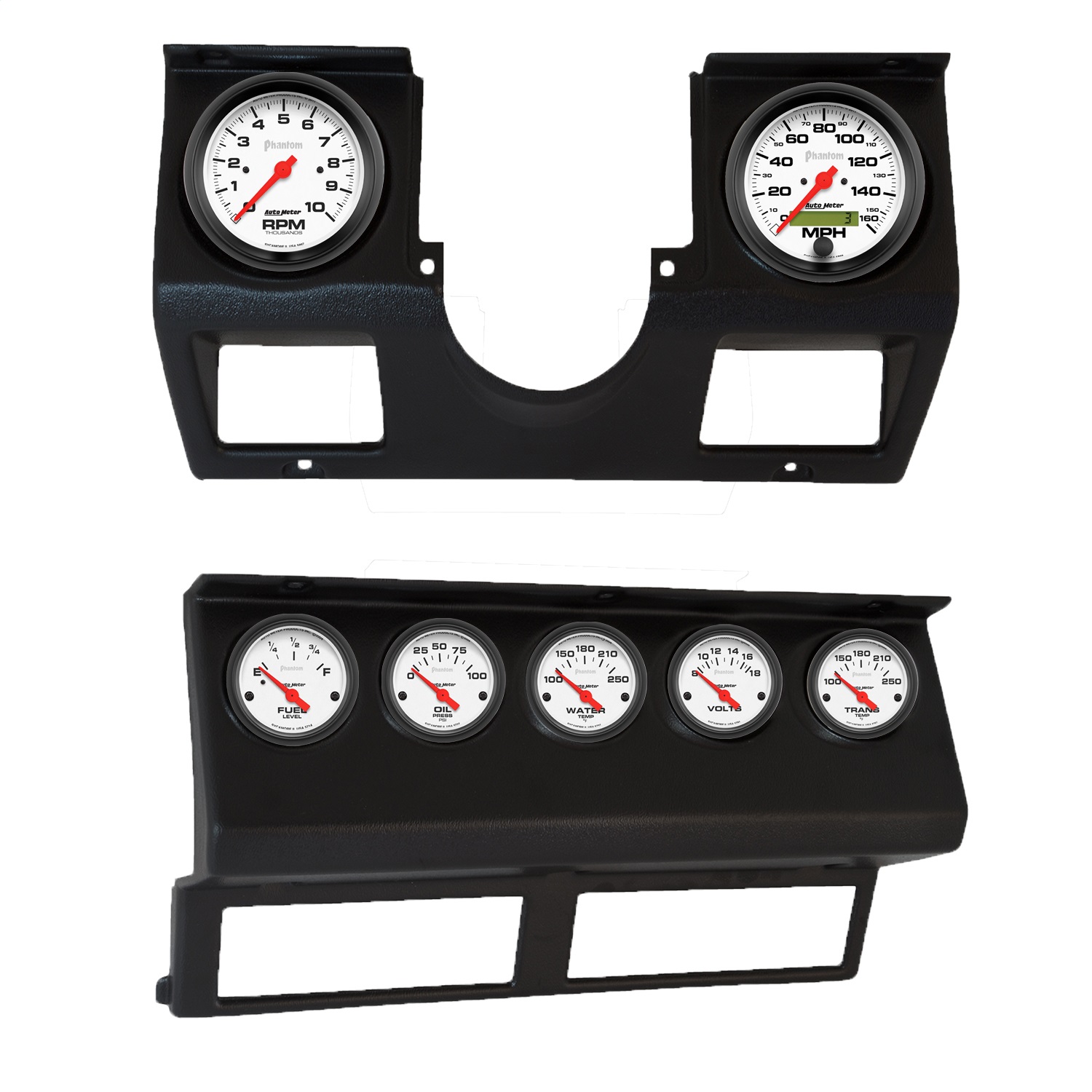 AutoMeter 7040-09 - Phantom Direct Fit Dash Kit 87-96 Jeep Wrangler YJ (Tach/MPH/FL/OilP/WTMP/VLT/TRNS)