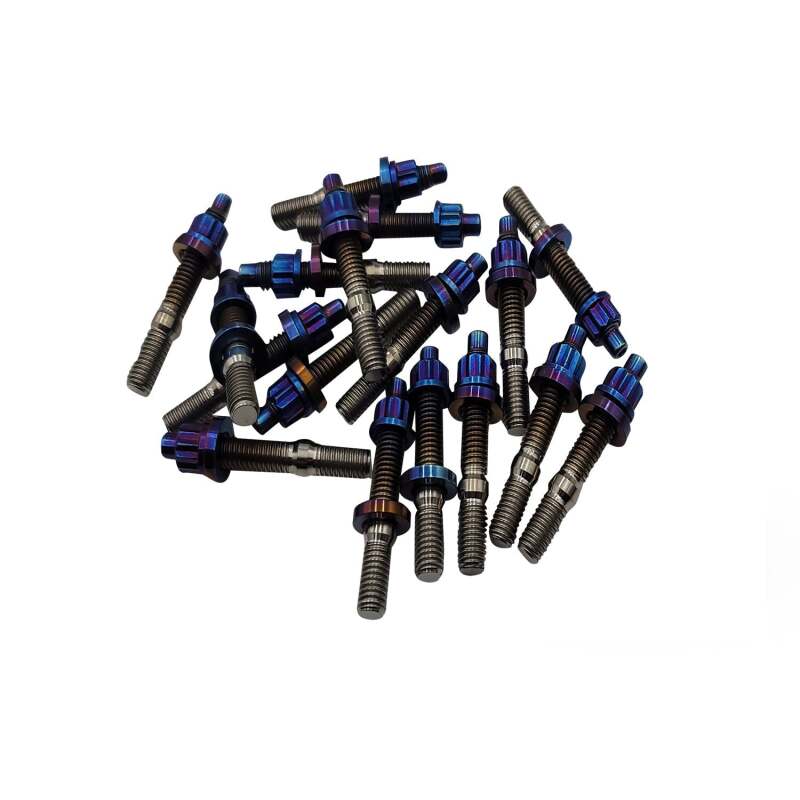 BLOX Racing BXFL-00308-10-TI-B - Racing Xtreme Titanium Intake/Exhaust Manifold Studs Burnt 55mm 10-Piece Kit
