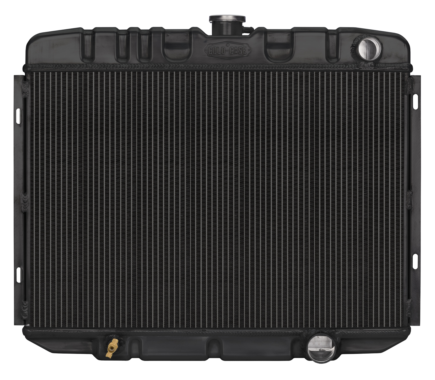 Cold Case Radiators FOM587B - 67-70 Mustang Small Block 24 Inch Manual Aluminum Performance Radiator Black Night Rider Series