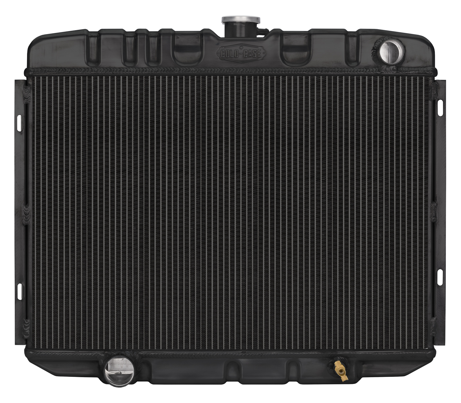 Cold Case Radiators FOM588B - 67-70 Mustang Big Block 24 Inch Manual Aluminum Performance Radiator Black Night Rider Series