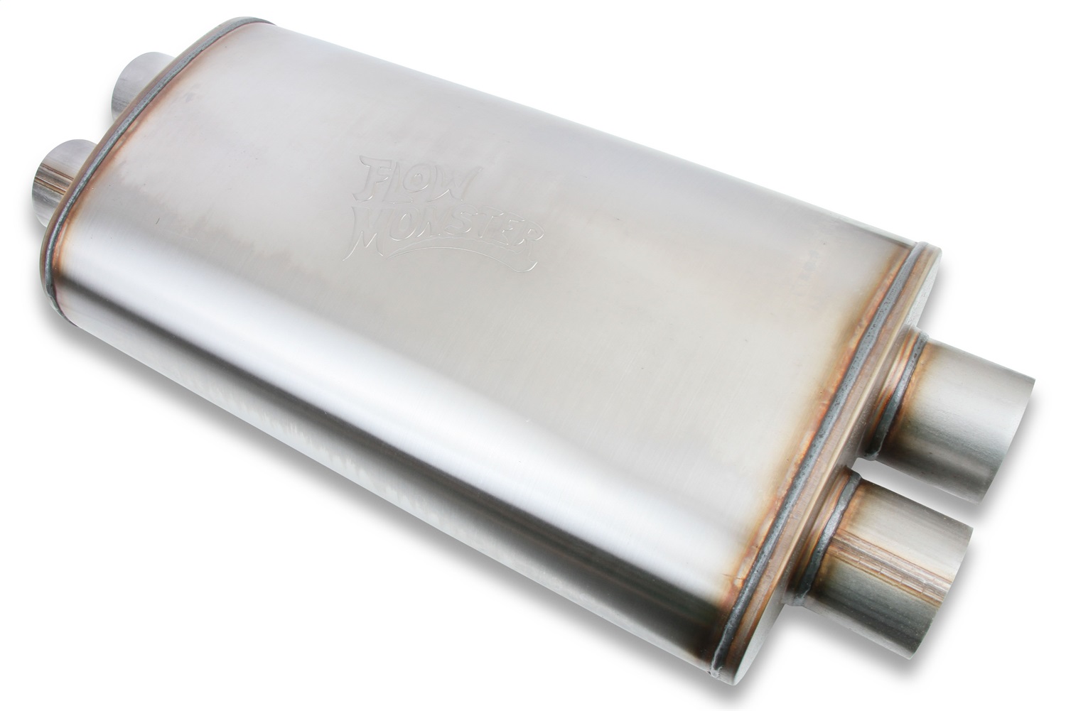 Flowmaster 12599-FM - FlowMonster Muffler; Absorption Style; 3 in. Dual Inlet/3 in. Dual Outlet; 5 in. x 11 in. Oval Case; Straight Through; 409 Stainless Steel; Flowmaster 12599-FM - FlowMonster Muffler; Absorption Style; 3 in. Dual Inlet/3 in. Dual Outlet; 5 in. x 11 in. Oval Case; Straight Through; 409 Stainless Steel;