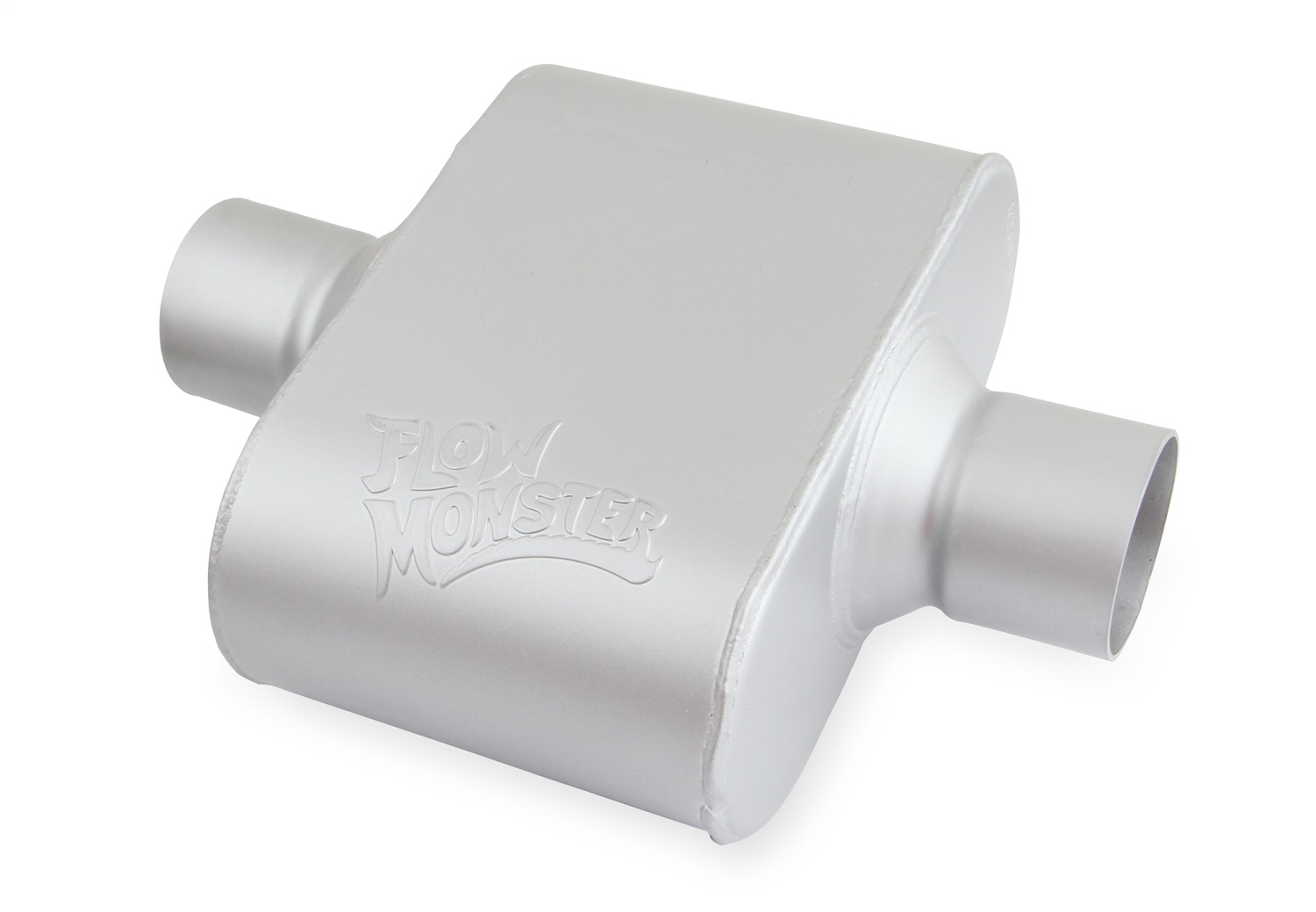 Flowmaster 42510-FM - FlowMonster Muffler; 1 Chamber; 2.50 in. Center Inlet/2.50 in. Center Outlet; Case Dimensions 4 in. x 9.50 in. x 6.50 in.; 13.50 in. Overall Length; Aluminized Steel;