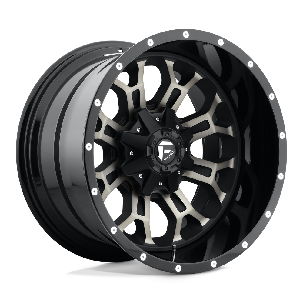 Fuel Wheels D56120902650 - Aluminum Wheels 20X9 Crush D561 5 On 114.3/5 On 127 Gloss Black Double Dark Tint Machined Face 78.1 Bore 1 Offset 8 Spoke Fuel Off Road Wheels