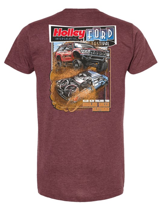 Holley 10506-2XHOL - 10505-2XHOL Ford Fest Off Road Tee - 2X - Burgundy