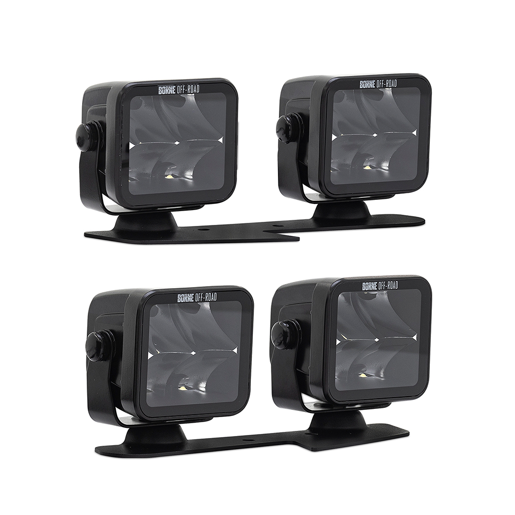 Mishimoto BNLT-BR-21-DT4FU - Borne Off-Road Direct-Fit Ford Bronco Ditch Light Set (4), 3X3 Flood Upfit