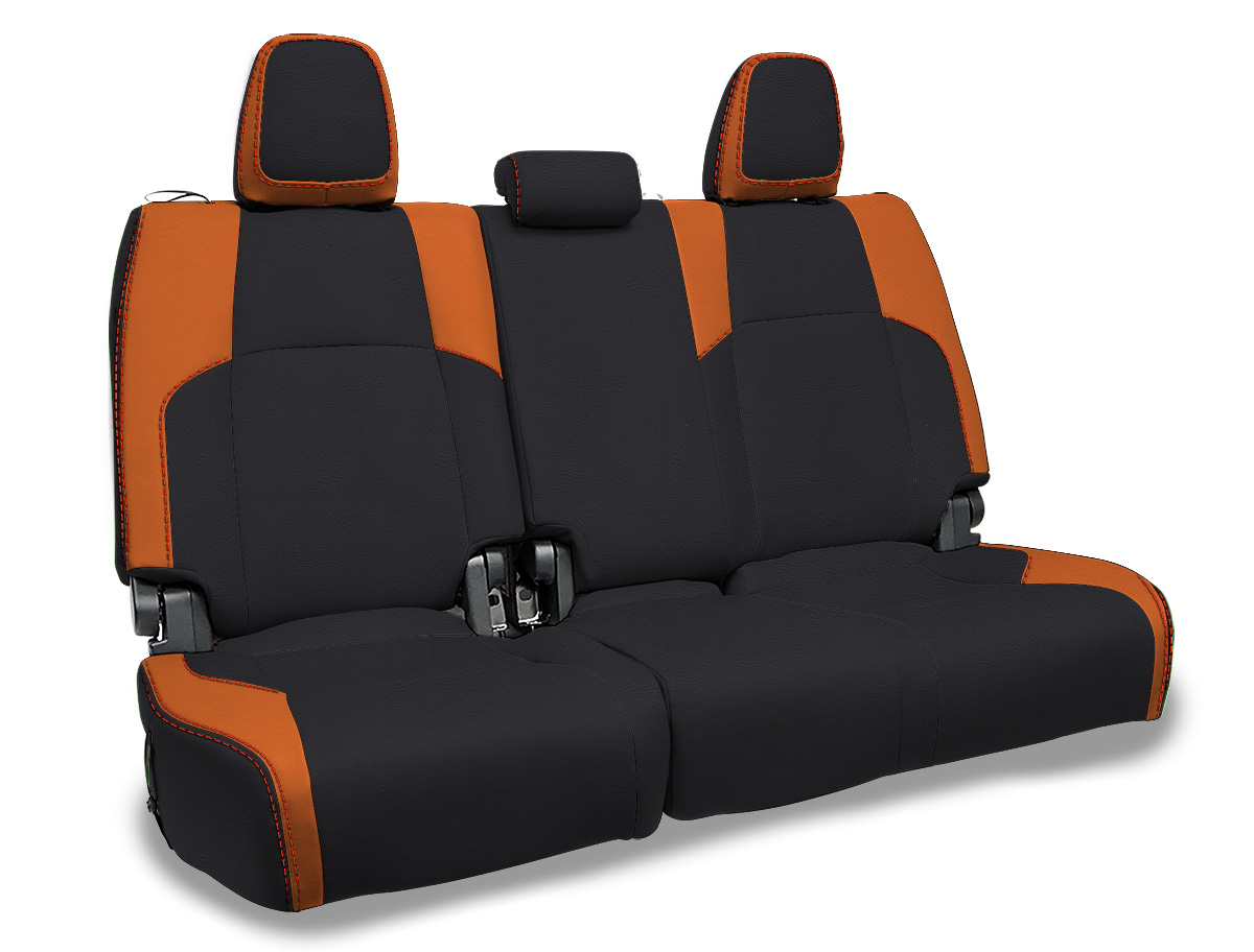 PRP Seats B089-05 - Rear Bench Covers for 2024 Toyota Tacoma Black and Orange