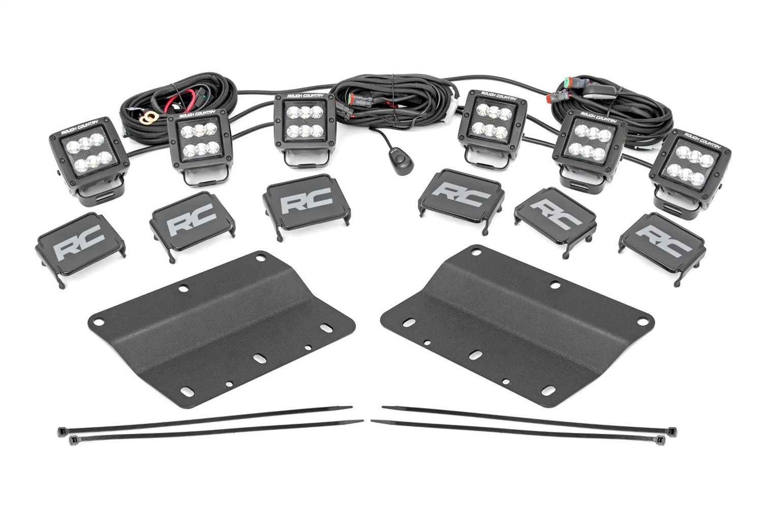 Rough Country 51140 - LED Light Kit - Fog Mount - Triple 2 inch Black Pair - Spot/Flood - Ford Bronco (21-24) Rough Country 51140 - LED Light Kit - Fog Mount - Triple 2 inch Black Pair - Spot/Flood - Ford Bronco (21-24)