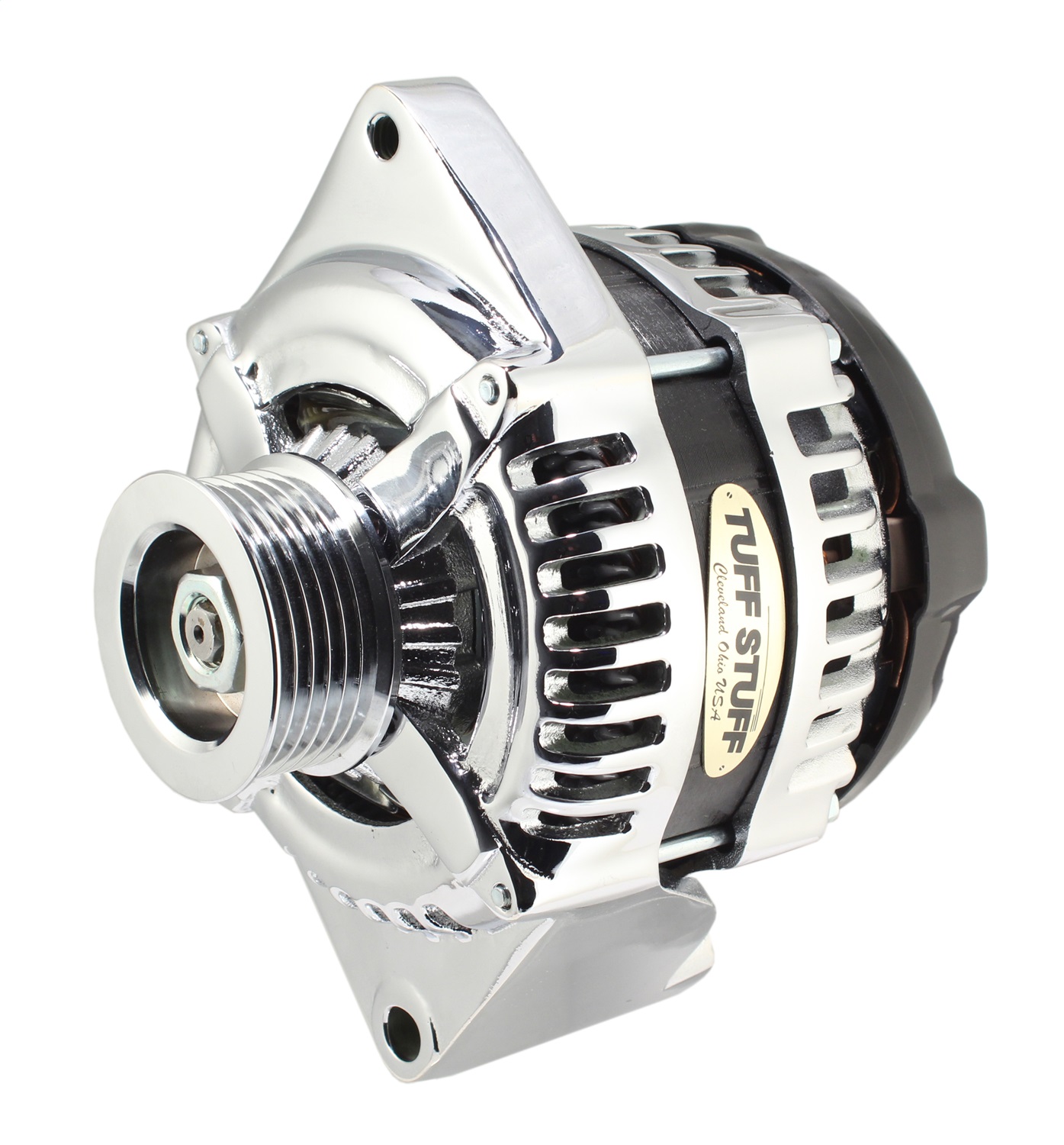 Tuff Stuff Performance Accessories 8441C6G1W - 225 MAX AMP Alternator 6 Groove 1 Wire Chrome