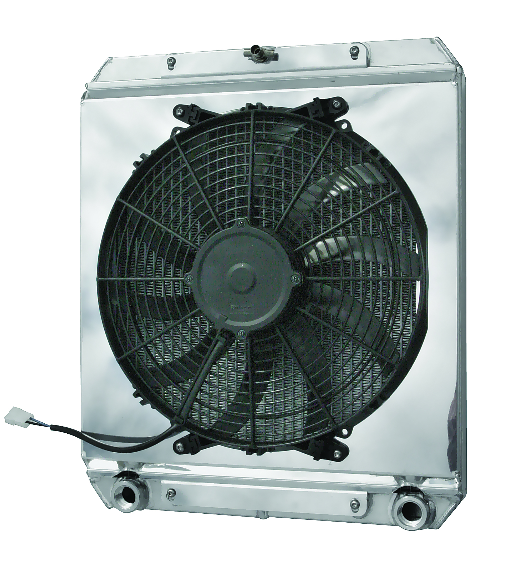 Afco Racing Products 80108NFAN - Electric Cooling Fan - 14 in Fan - Puller - 1550 CFM - 12V - Curved Blade - 20.25 x 17.25 in - Aluminum Shroud - Plastic - Black - Kit