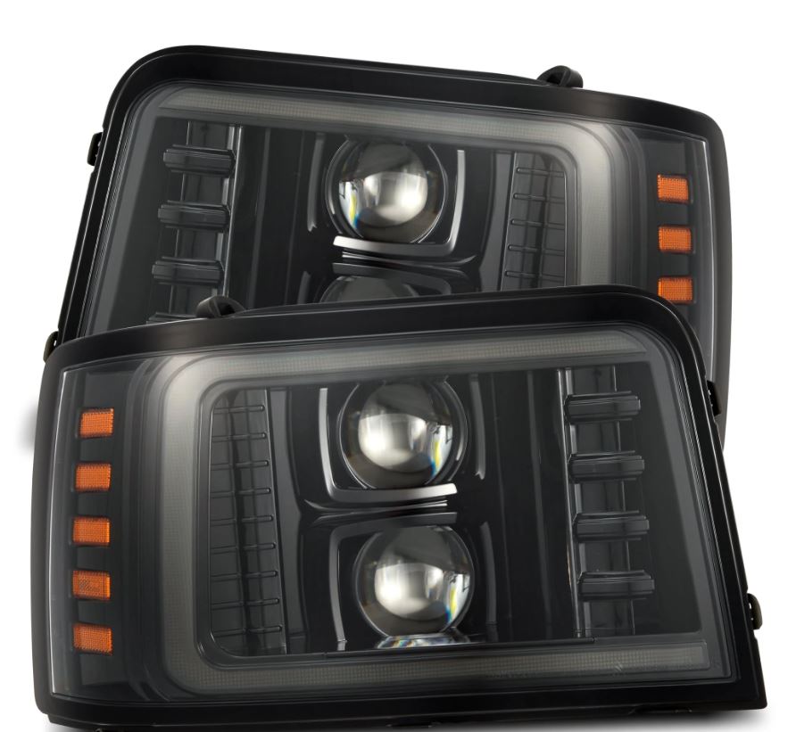 AlphaRex 880265 - 92-96 Ford F-Series/Bronco PRO-Series Proj Headlights Alpha-Blk w/Seq. Sig & DRL