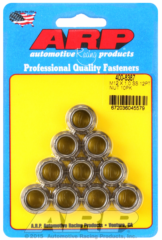 ARP 400-8387 - M12 X 1.00 (M14 wr) SS 12pt nut kit