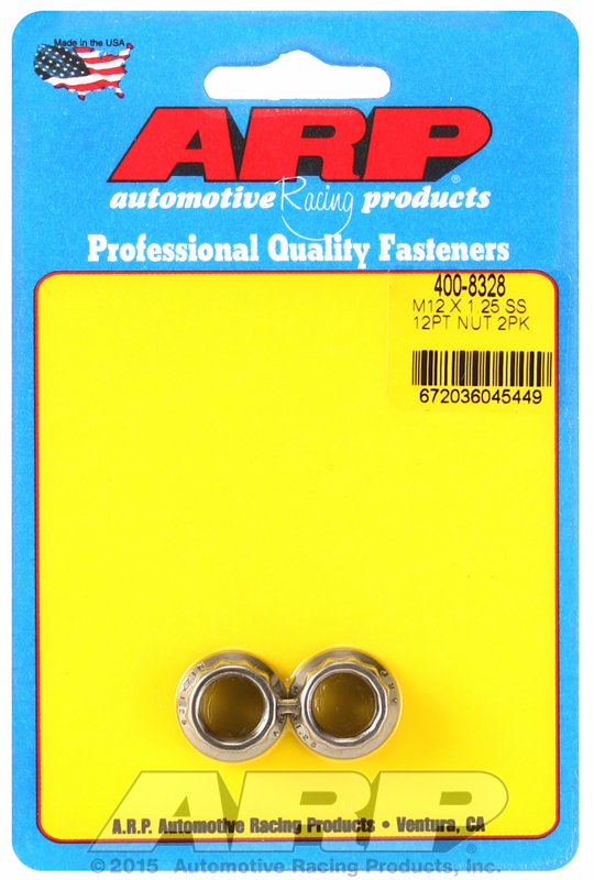ARP 400-8328 - M12 X 1.25 (.750 collar) SS 12pt nut kit