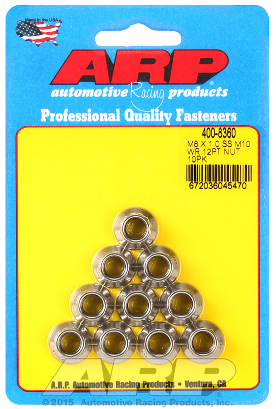 ARP 400-8360 - M8 X 1.00 (M10 wr) SS 12pt nut kit ARP 400-8360 - M8 X 1.00 (M10 wr) SS 12pt nut kit