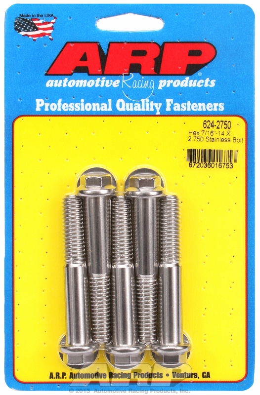 ARP 624-2750 - 7/16-14 X 2.750 hex 1/2 wrenching SS bolts ARP 624-2750 - 7/16-14 X 2.750 hex 1/2 wrenching SS bolts