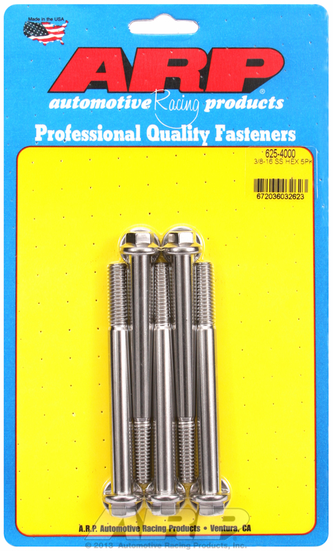 ARP 625-4000 - 3/8-16 x 4.000 Hex 7/16 Wrenching SS Bolts