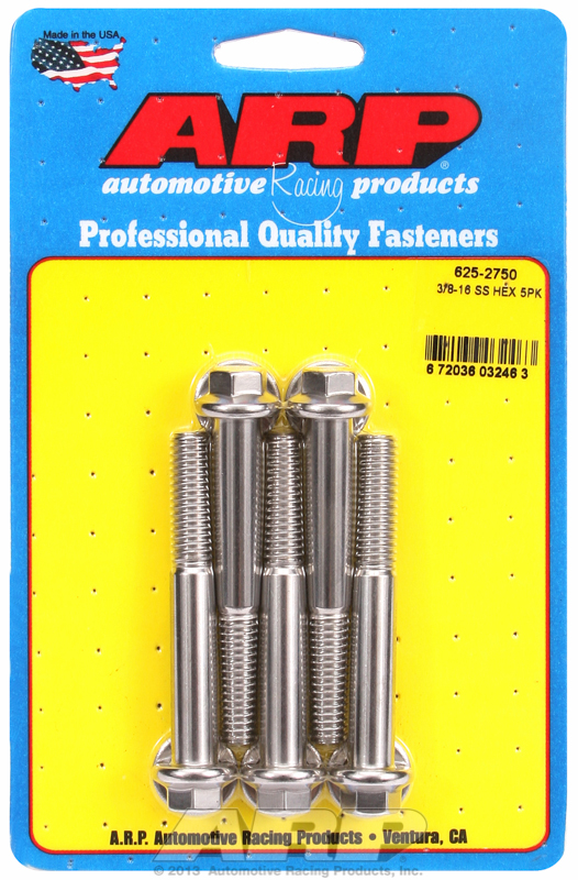 ARP 625-2750 - 3/8-16 x 2.750 hex 7/16 wrenching SS bolts
