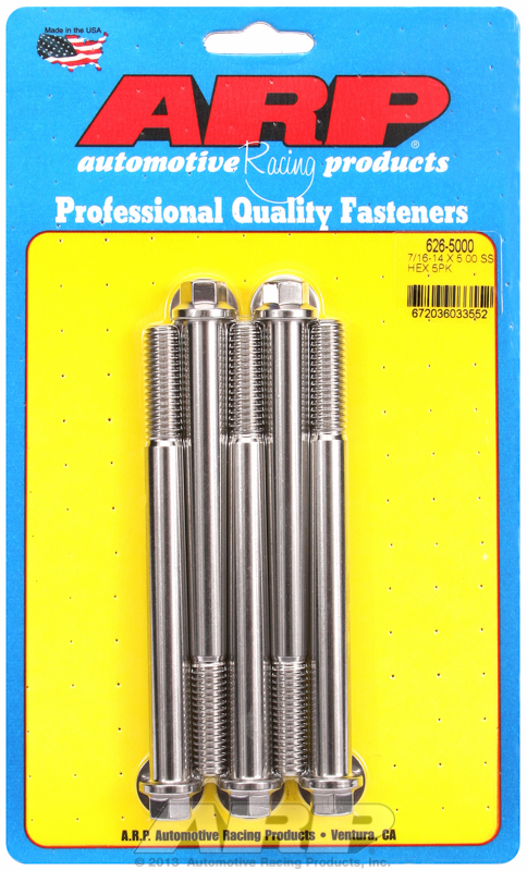 ARP 626-5000 - 7/16-14 X 5.000 hex SS bolts ARP 626-5000 - 7/16-14 X 5.000 hex SS bolts