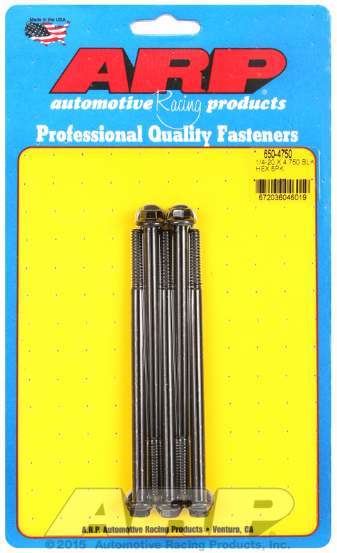 ARP 650-4750 - 1/4-20 X 4.750 hex black oxide bolts ARP 650-4750 - 1/4-20 X 4.750 hex black oxide bolts