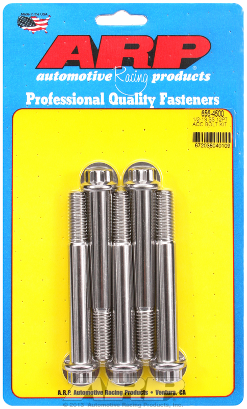 ARP 656-4500 - 1/2-13 x 4.500 12pt SS bolts ARP 656-4500 - 1/2-13 x 4.500 12pt SS bolts