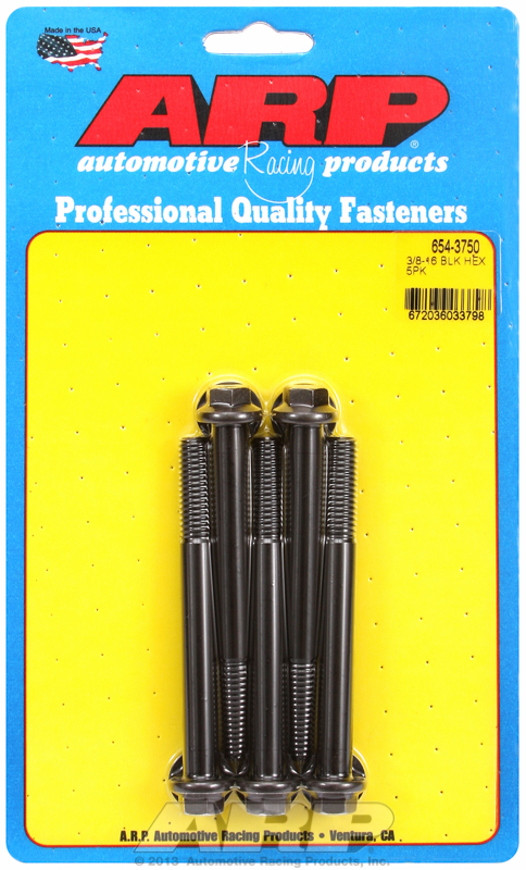 ARP 654-3750 - 3/8-16 x 3.750 hex 7/16 wrenching black oxide bolts ARP 654-3750 - 3/8-16 x 3.750 hex 7/16 wrenching black oxide bolts