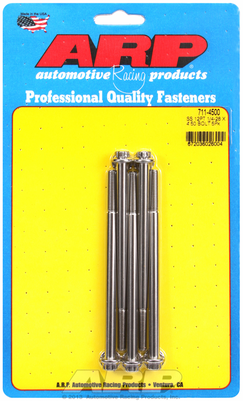 ARP 711-4500 - 1/4-28 x 4.500 12pt SS bolts ARP 711-4500 - 1/4-28 x 4.500 12pt SS bolts