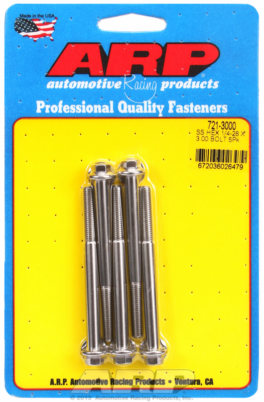 ARP 721-3000 - 1/4-28 x 3.000 hex SS bolts ARP 721-3000 - 1/4-28 x 3.000 hex SS bolts