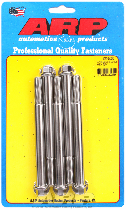 ARP 724-5000 - 7/16-20 x 5.000 hex SS bolts ARP 724-5000 - 7/16-20 x 5.000 hex SS bolts