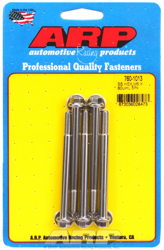 ARP 760-1013 - M6 x 1.00 x 80 hex SS bolts ARP 760-1013 - M6 x 1.00 x 80 hex SS bolts