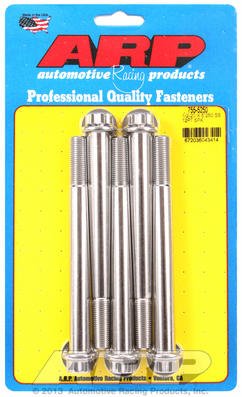 ARP 755-5250 - 1/2-20 x 5.250 12pt SS bolts ARP 755-5250 - 1/2-20 x 5.250 12pt SS bolts