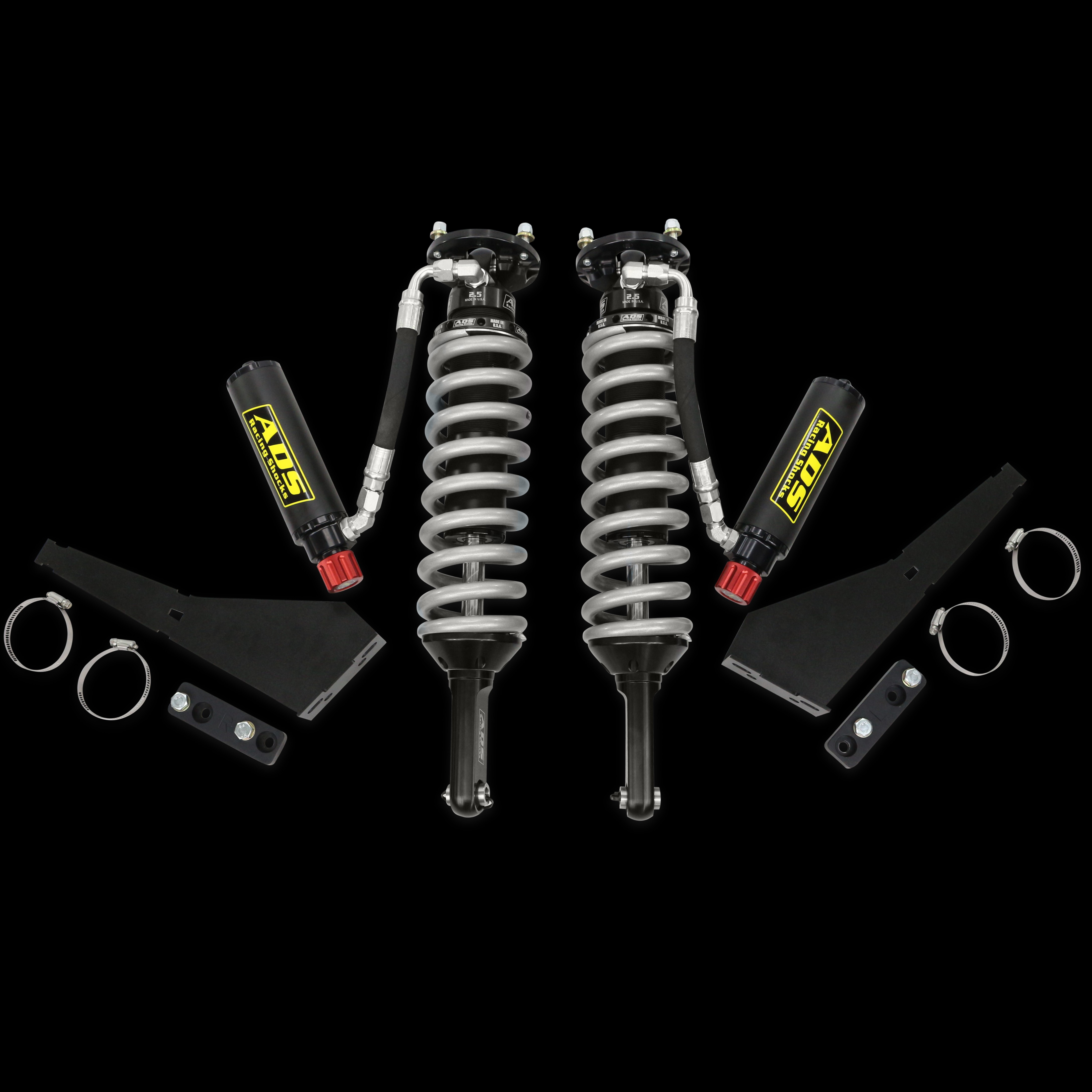 Arizona Desert Shocks 250-T4006-A70-BLK - ADS Direct Fit 2.5" Adjustable Reservoir Race Coilovers - Black - Front