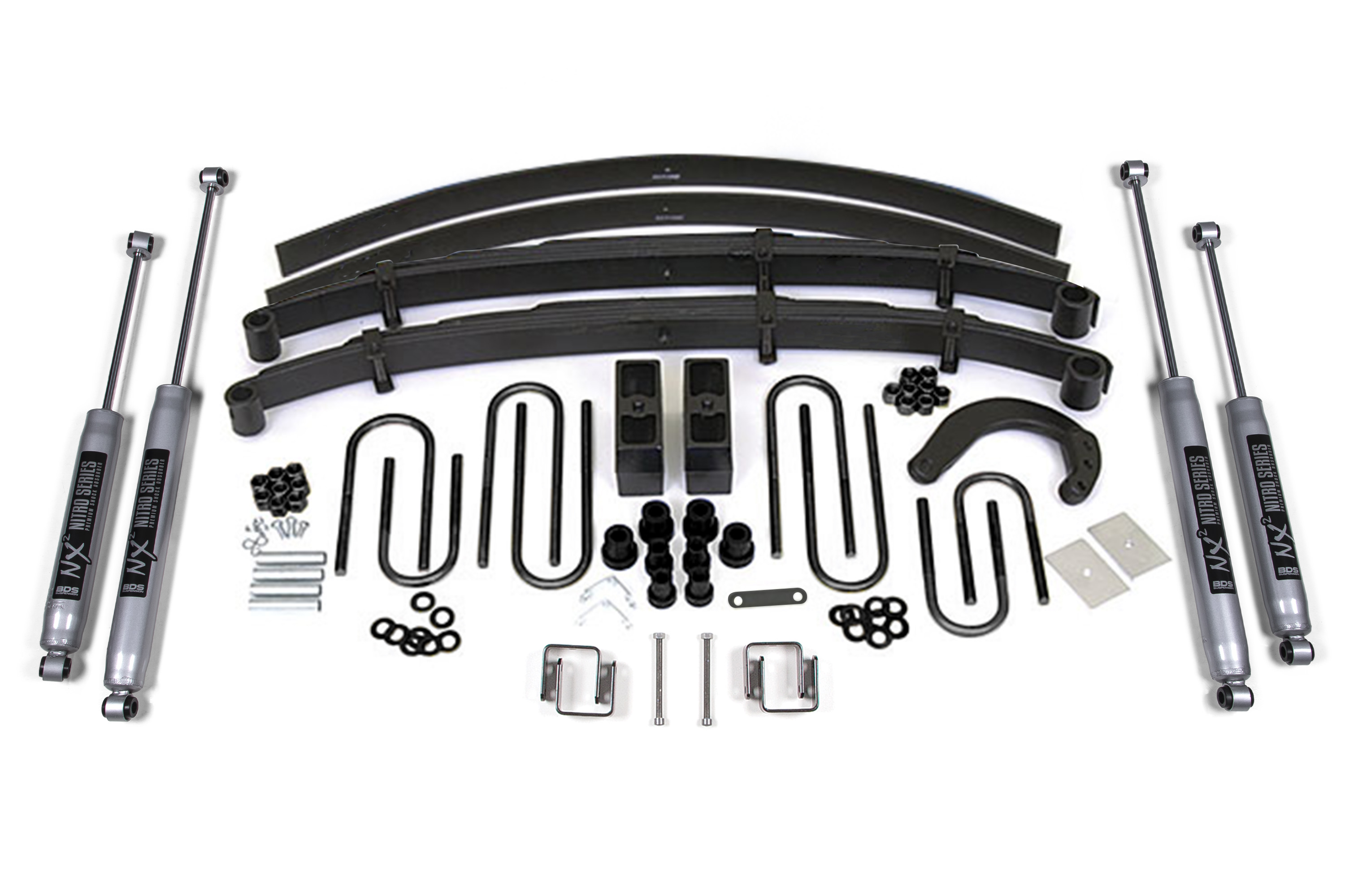 BDS Suspension BDS125H - 4 Inch Lift Kit Chevy/GMC 1/2 Ton Truck/SUV 77-87 4WD 4 Inch Block Add A Leaf W/NX2 Nitro Shocks
