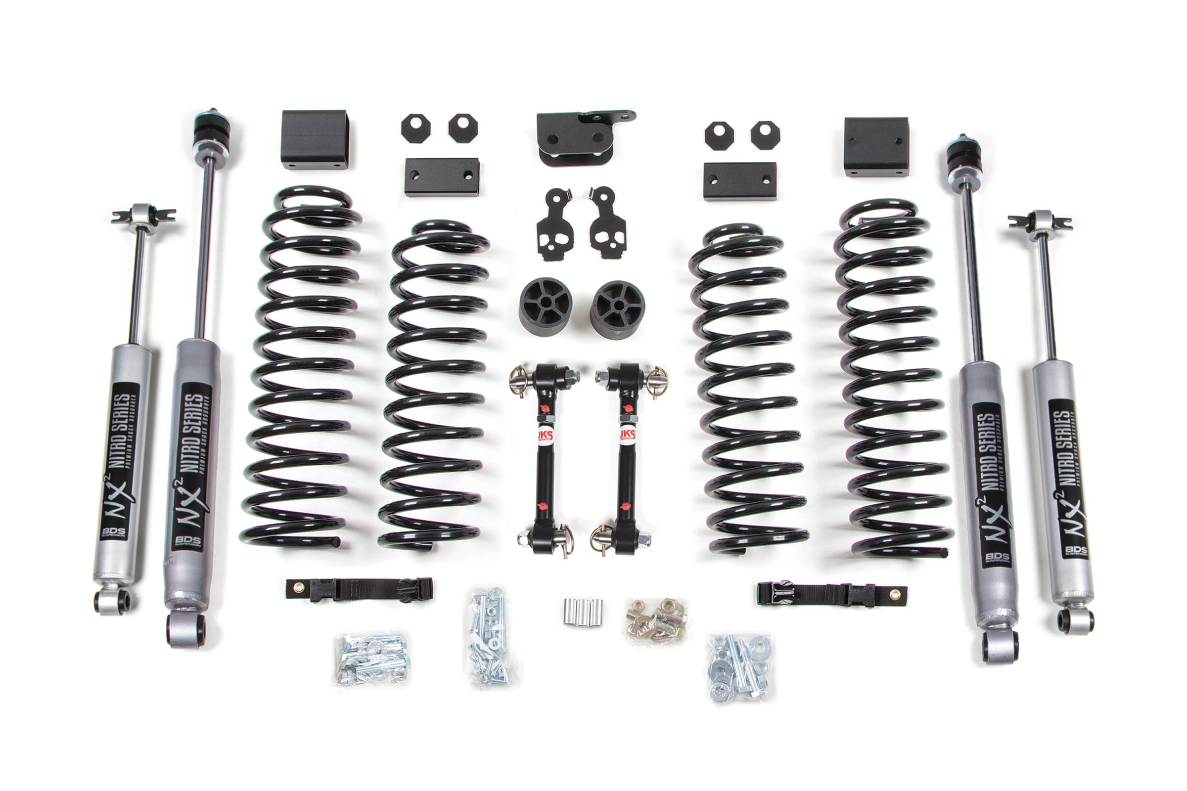 BDS Suspension BDS1412H - 3 Inch Lift Kit Jeep Wrangler JK 07-11 4-Door Fixed Sway Bar Links NX2 Nitro Shocks