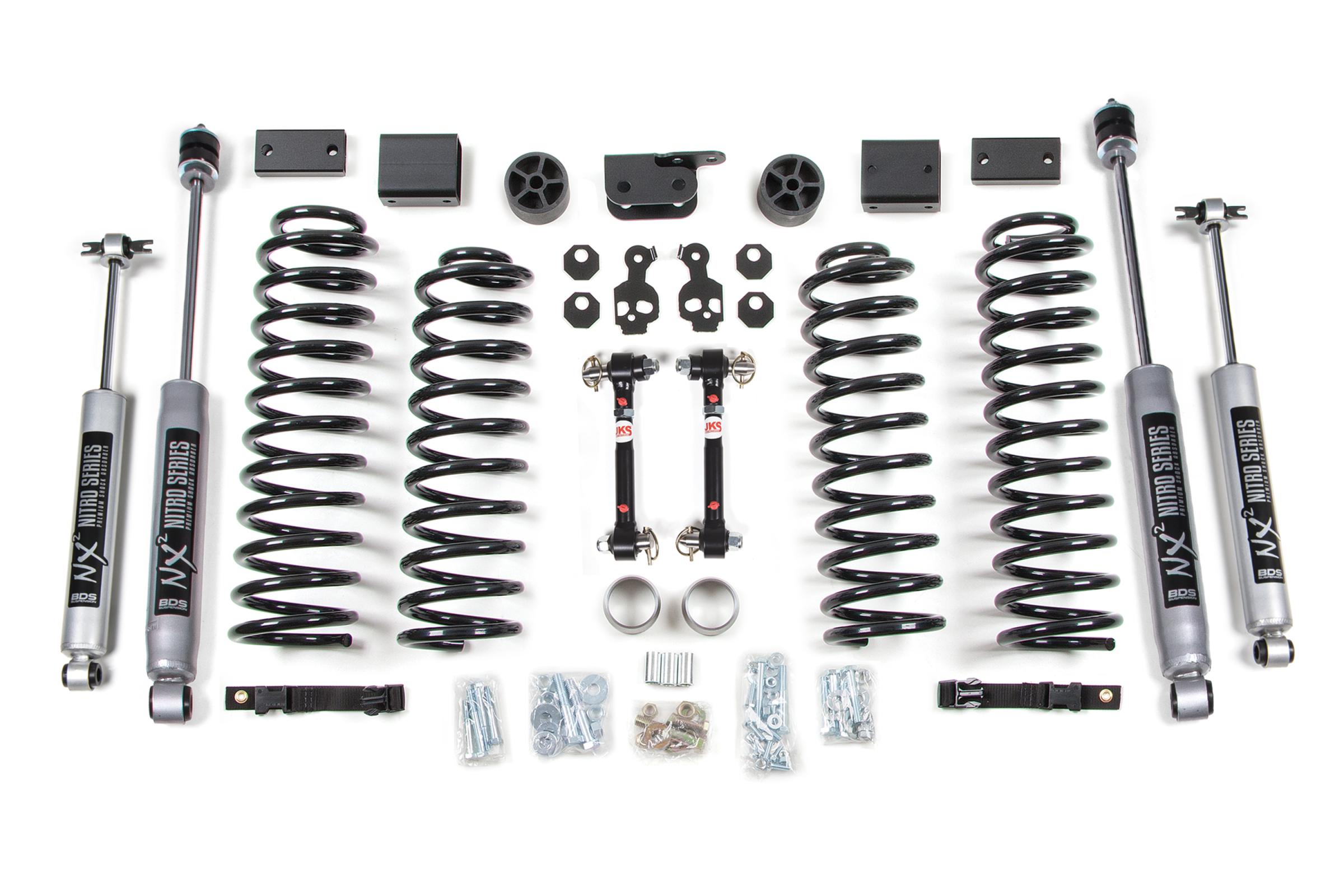 BDS Suspension BDS1415H - 3 Inch Lift Kit Jeep Wrangler JK 12-18 2-Door Sway Bar Disconnects NX2 Nitro Shocks