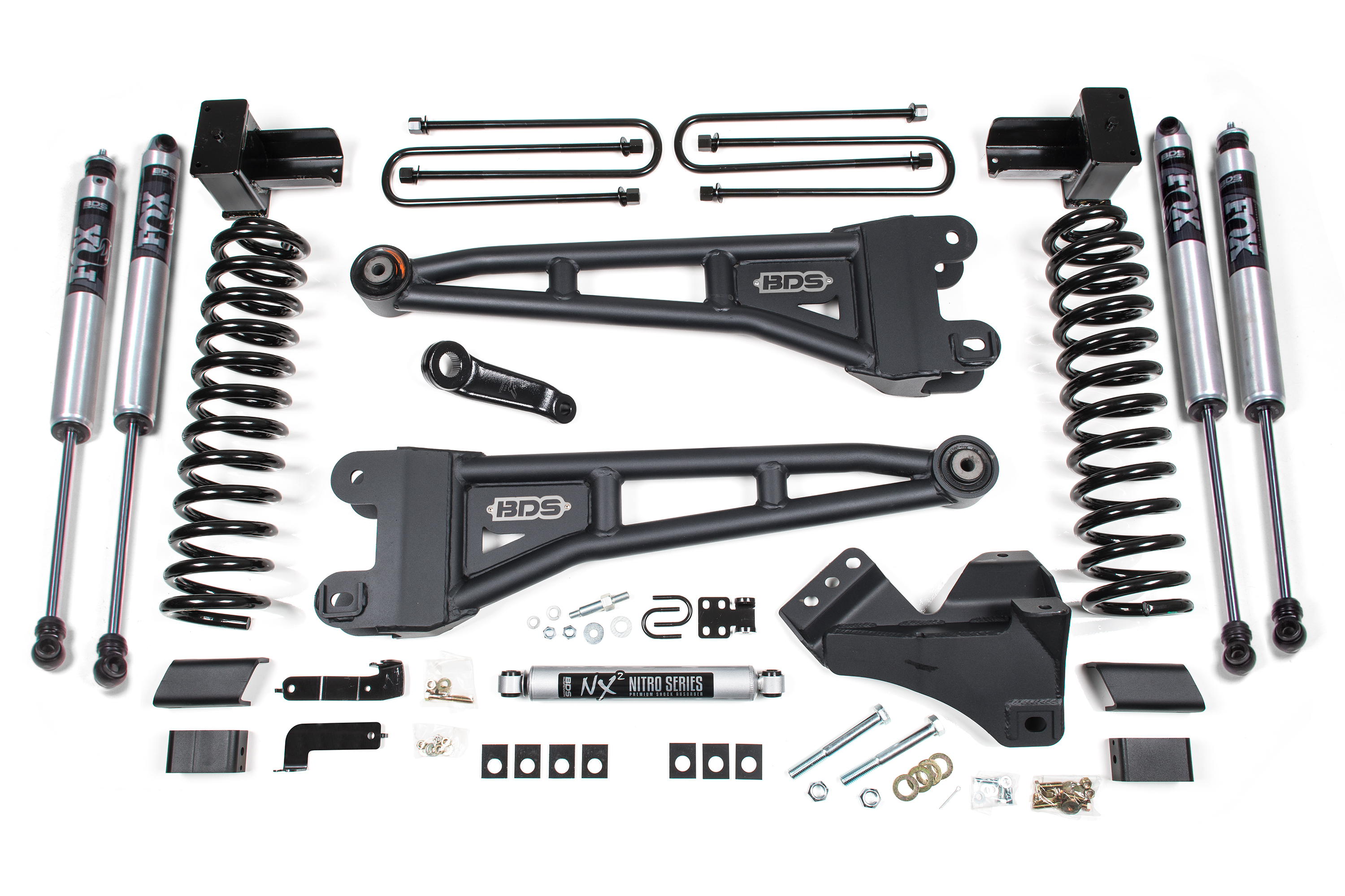 BDS Suspension BDS1524FS - 4 Inch Lift Kit w/ Radius Arm Ford F250/F350 Super Duty 17-19 4WD Diesel 5 Inch Block 3 Leaf Main Fox 2.0 Performance Shocks BDS Suspension BDS1524FS - 4 Inch Lift Kit w/ Radius Arm Ford F250/F350 Super Duty 17-19 4WD Diesel 5 Inch Block 3 Leaf Main Fox 2.0 Performance Shocks