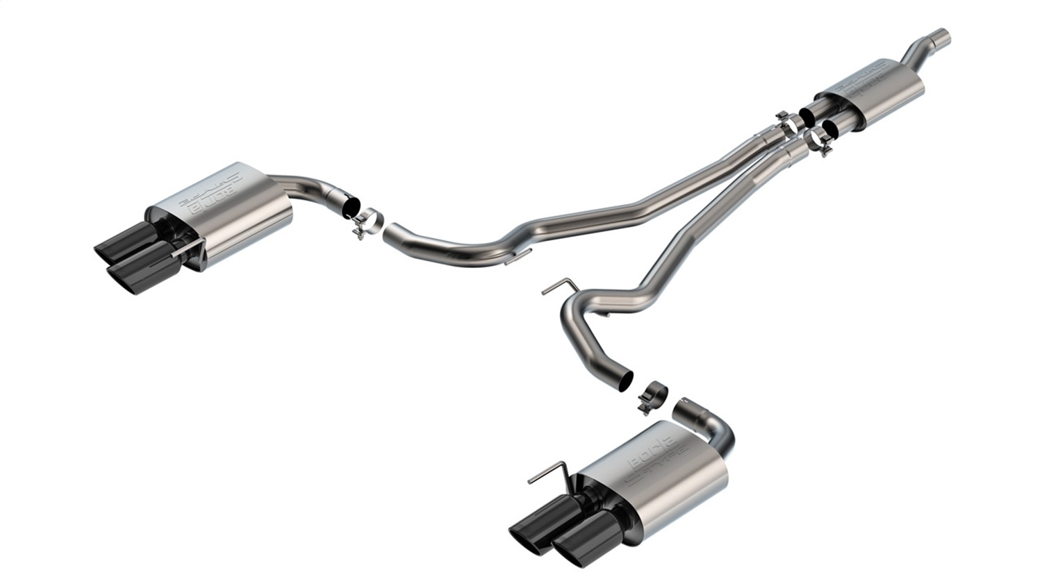 Borla 140981BC - 2024 Ford Mustang 2.3L Ecoboost S-Type Black Chrome Catback Exhaust w/ Quad Tips - Non-Active