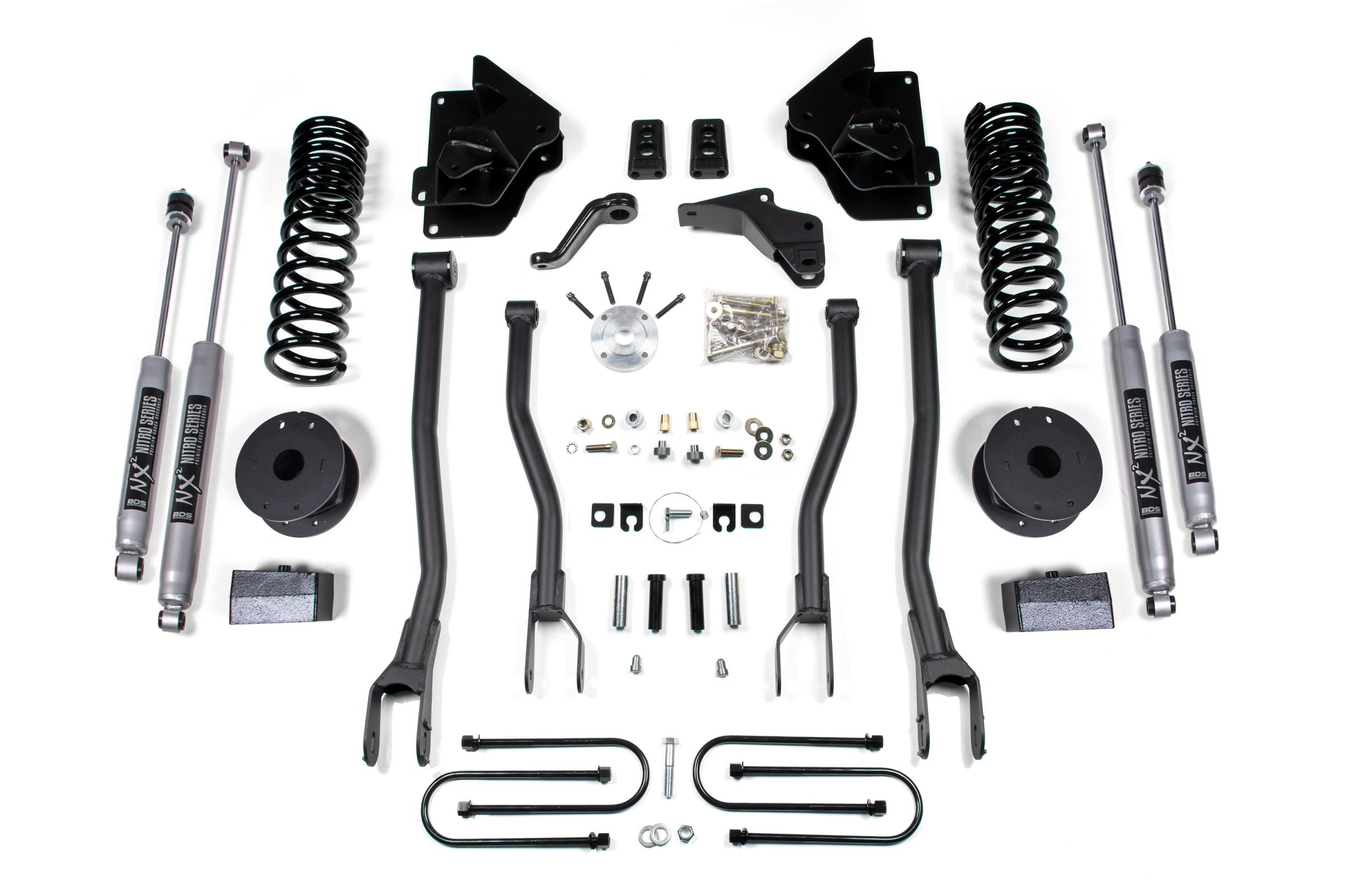 BDS Suspension BDS1644H - 4 Inch Lift Kit w/ 4-Link Ram 3500 w/ Rear Air Ride 13-18 4WD Diesel NX2 Nitro Shocks