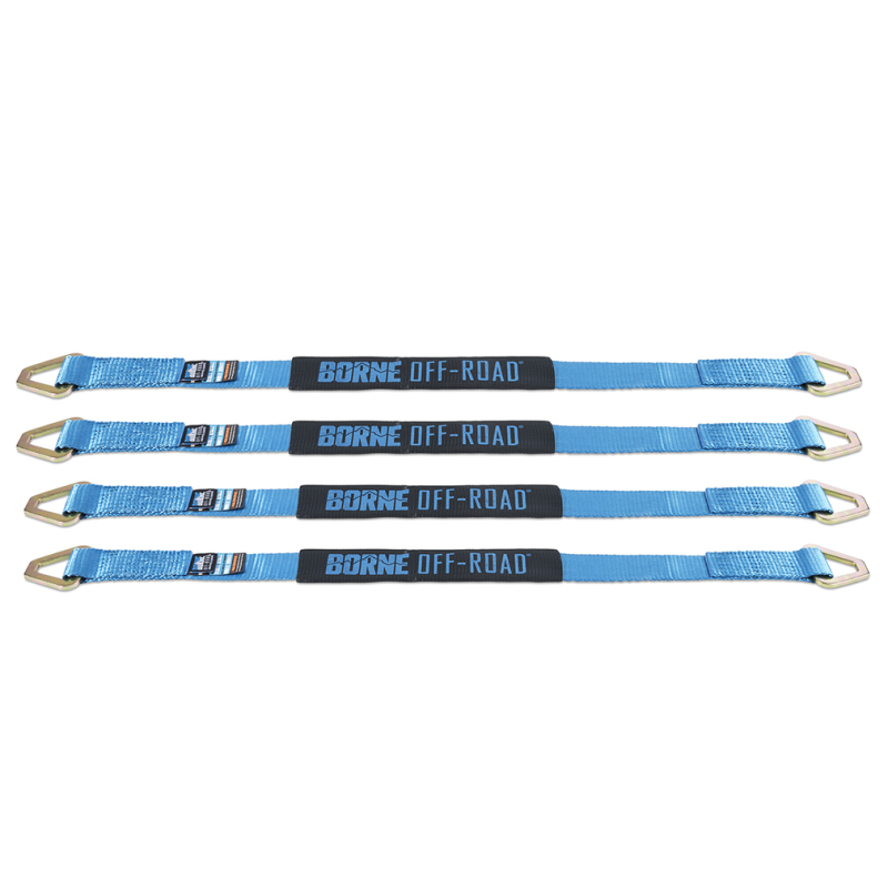 Borne Off-Road BNRTC-TD-4BL - Vehicle Ratchet Tie-Down Kit (4 pack) Blue Borne Off-Road BNRTC-TD-4BL - Vehicle Ratchet Tie-Down Kit (4 pack) Blue