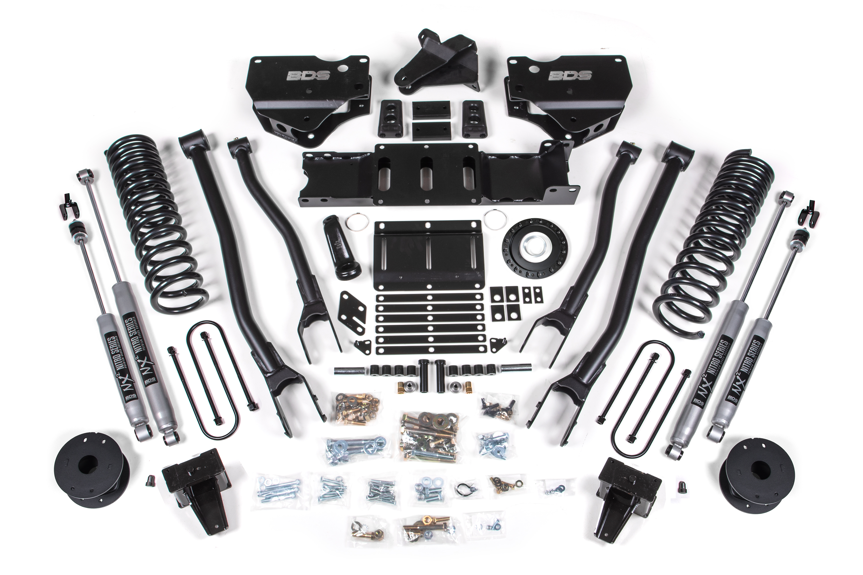BDS Suspension BDS1733H - 6 Inch Lift Kit w/ 4-Link Ram 3500 w/ Rear Air Ride 19-24 4WD Diesel 8 Bolt NX2 Nitro Shocks