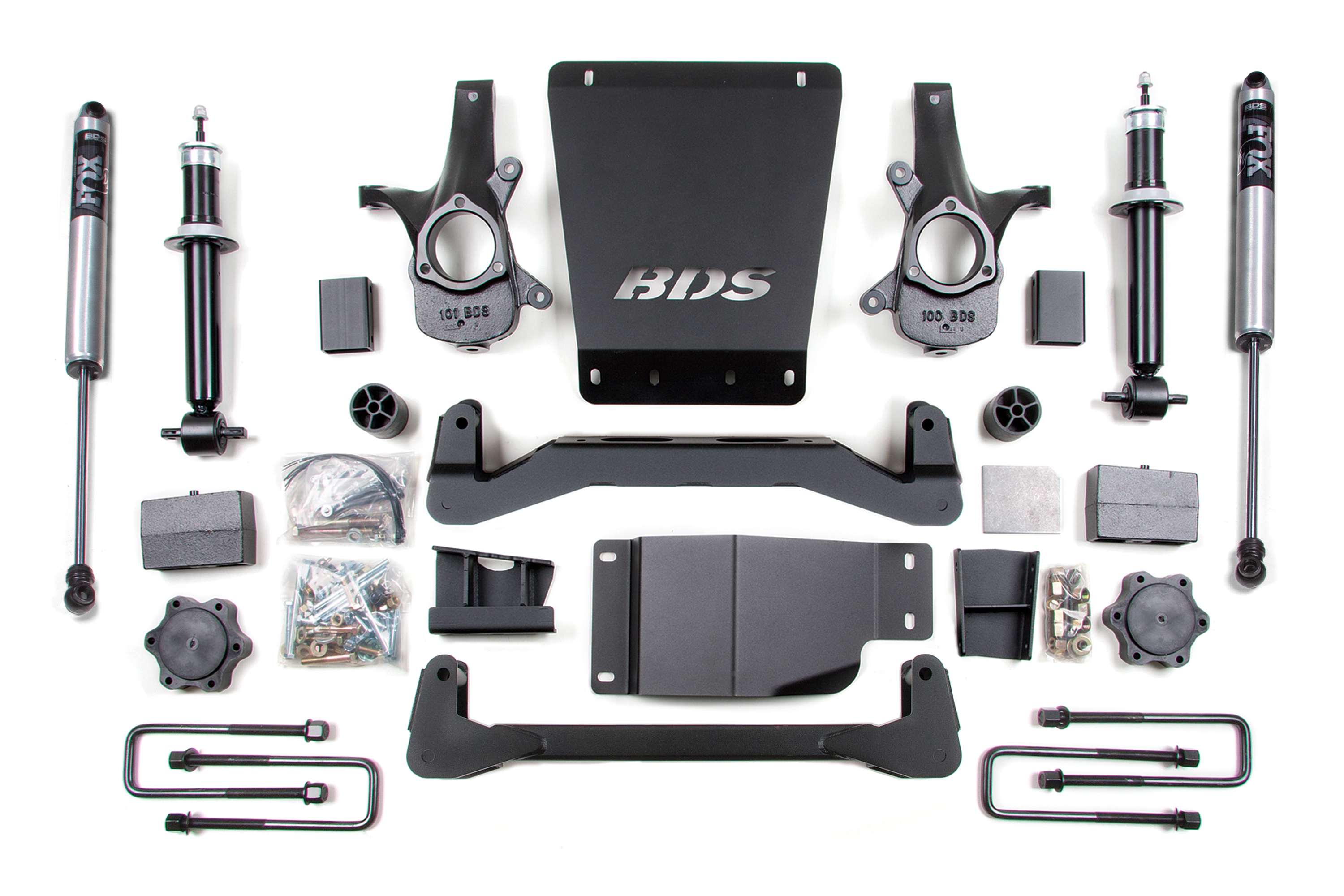 BDS Suspension BDS184FS - 4 Inch Lift Kit Silverado/Sierra 1500 07-13 4WD 5 Inch Block Fox 2.0 Performance
