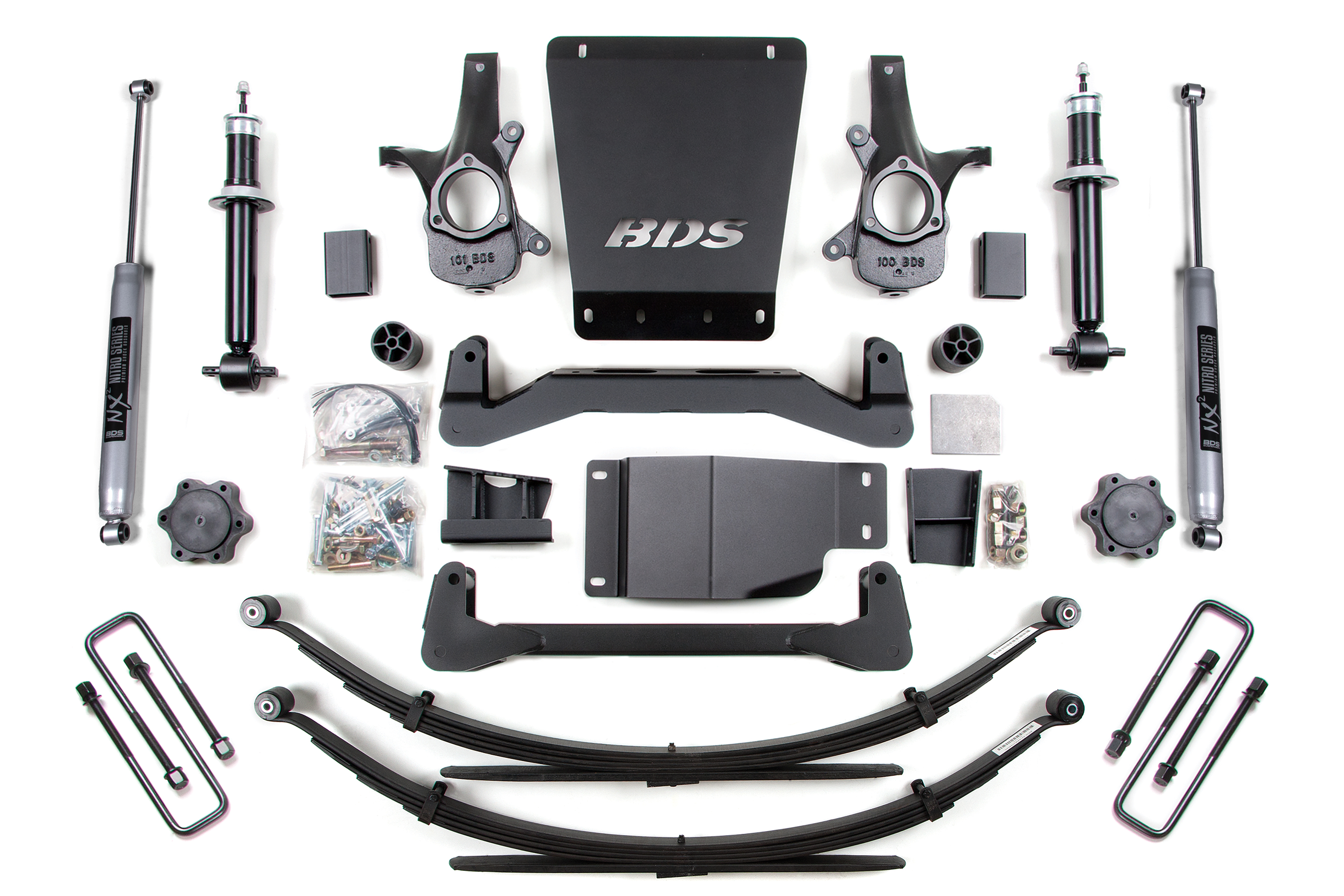 BDS Suspension BDS177H - 6 Inch Lift Kit Silverado/Sierra 1500 07-13 4WD Leaf Springs NX2 Nitro Shocks
