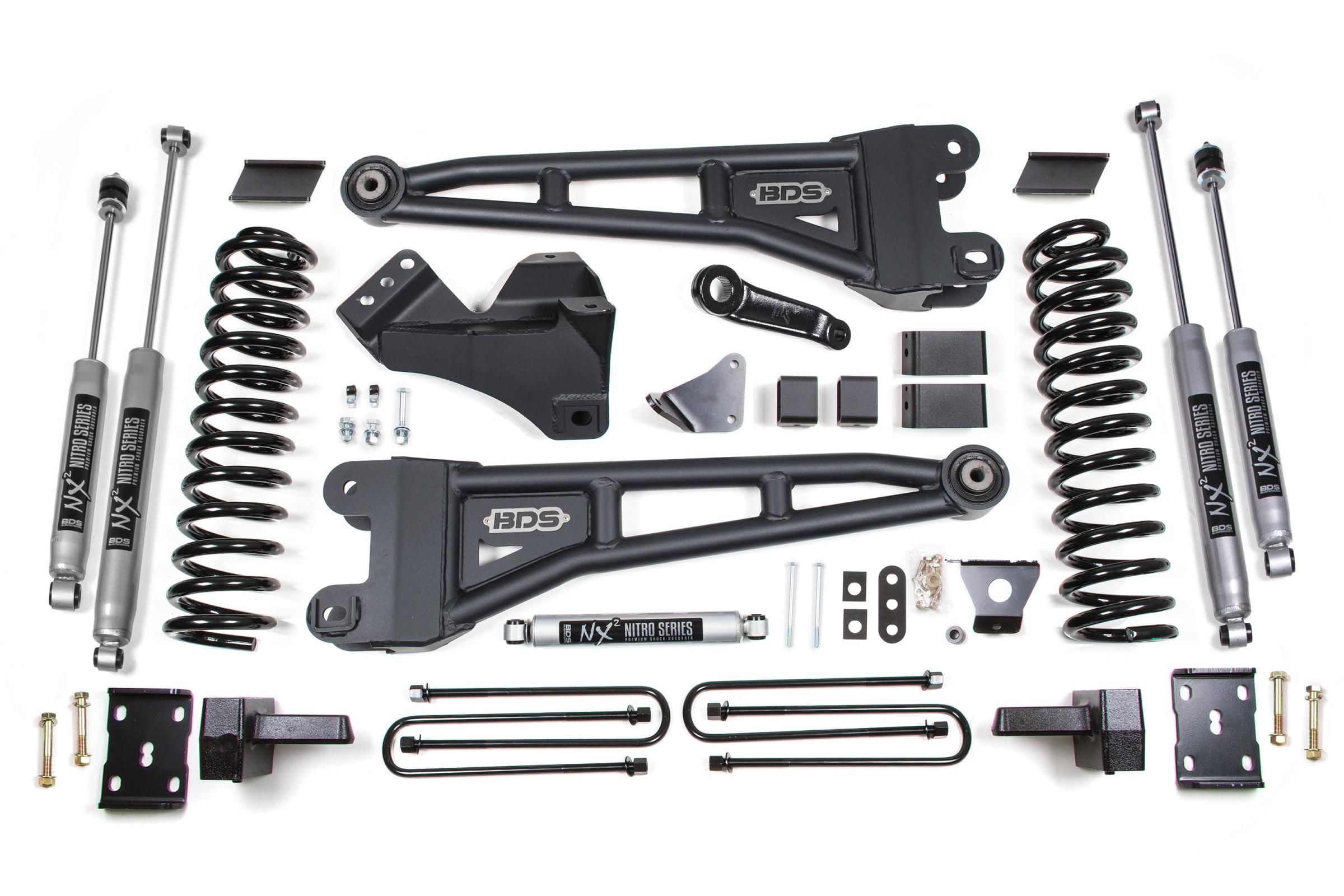 BDS Suspension BDS1950H - 6 Inch Lift Kit w/ Radius Arm Ford F250/F350 Super Duty 05-07 4WD Gas 4 Inch Block With Overload NX2 Nitro