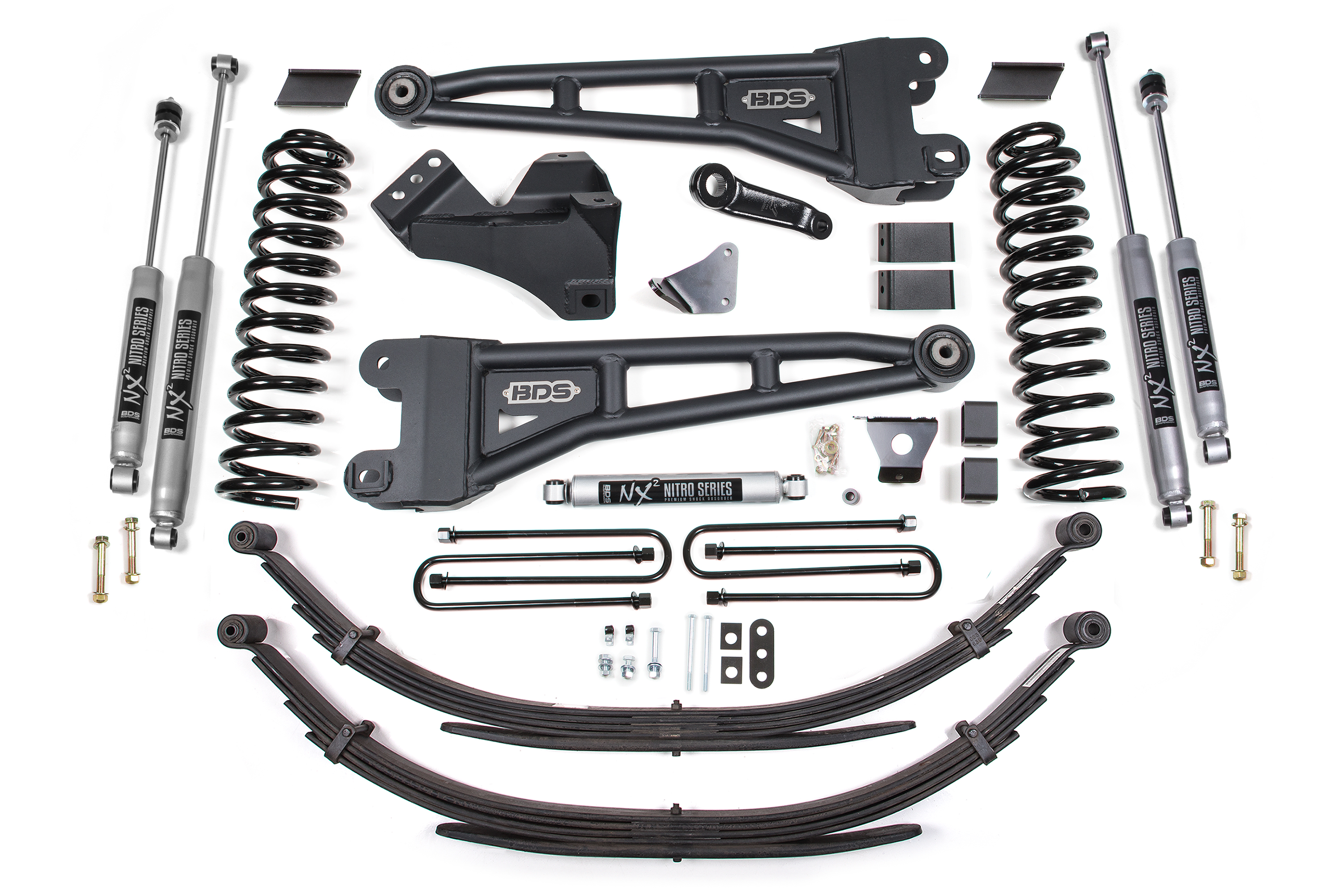 BDS Suspension BDS1952H - 6 Inch Lift Kit w/ Radius Arm Ford F250/F350 Super Duty 05-07 4WD Gas 6 Inch Leaf Springs NX2 Nitro
