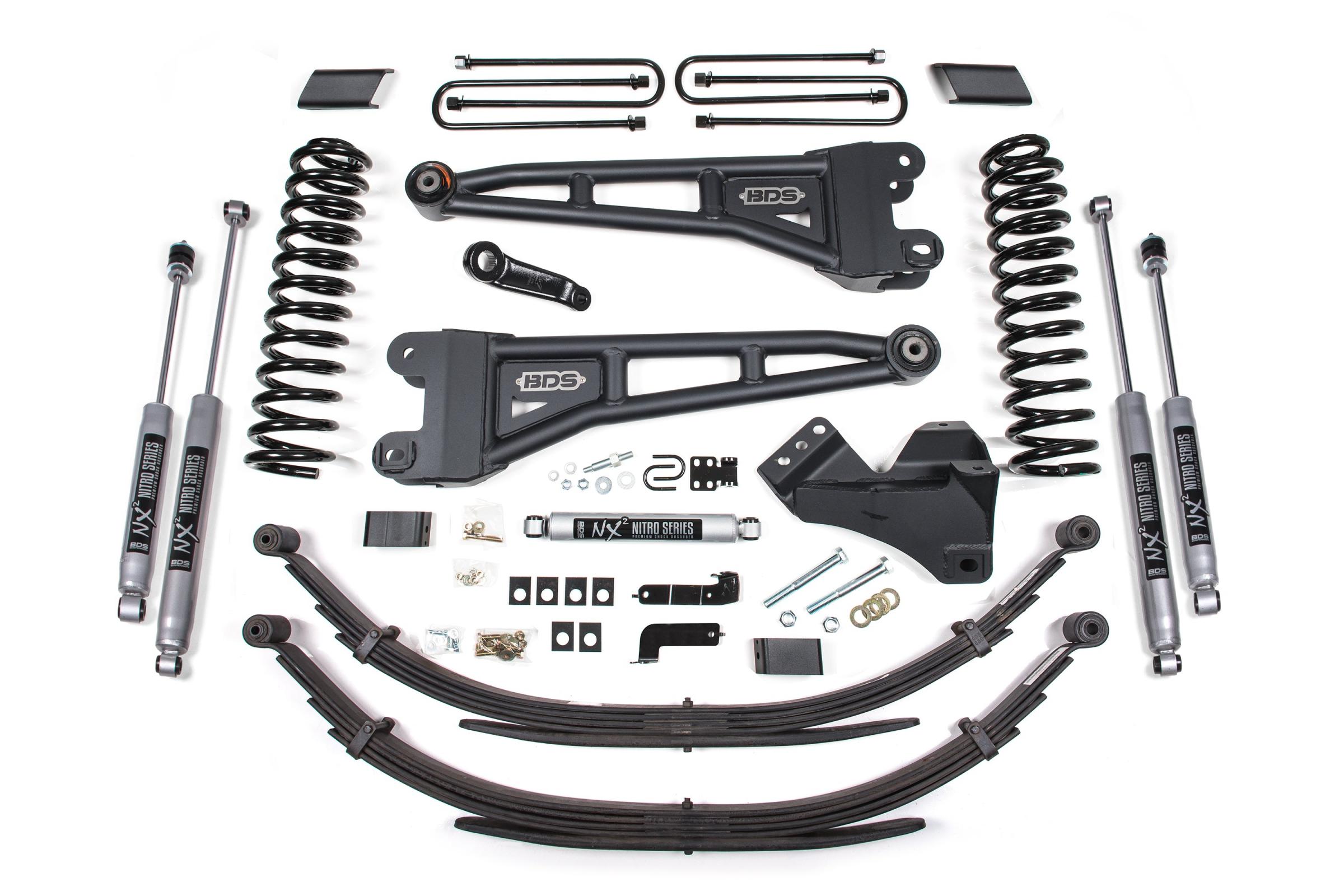 BDS Suspension BDS2220FPE - 4 Inch Lift Kit w/ Radius Arm Ford F250/F350 Super Duty 17-19 4WD Diesel 5 Inch Block 2 Leaf Main Fox 2.5 Performance Elite Shocks BDS Suspension BDS2220FPE - 4 Inch Lift Kit w/ Radius Arm Ford F250/F350 Super Duty 17-19 4WD Diesel 5 Inch Block 2 Leaf Main Fox 2.5 Performance Elite Shocks