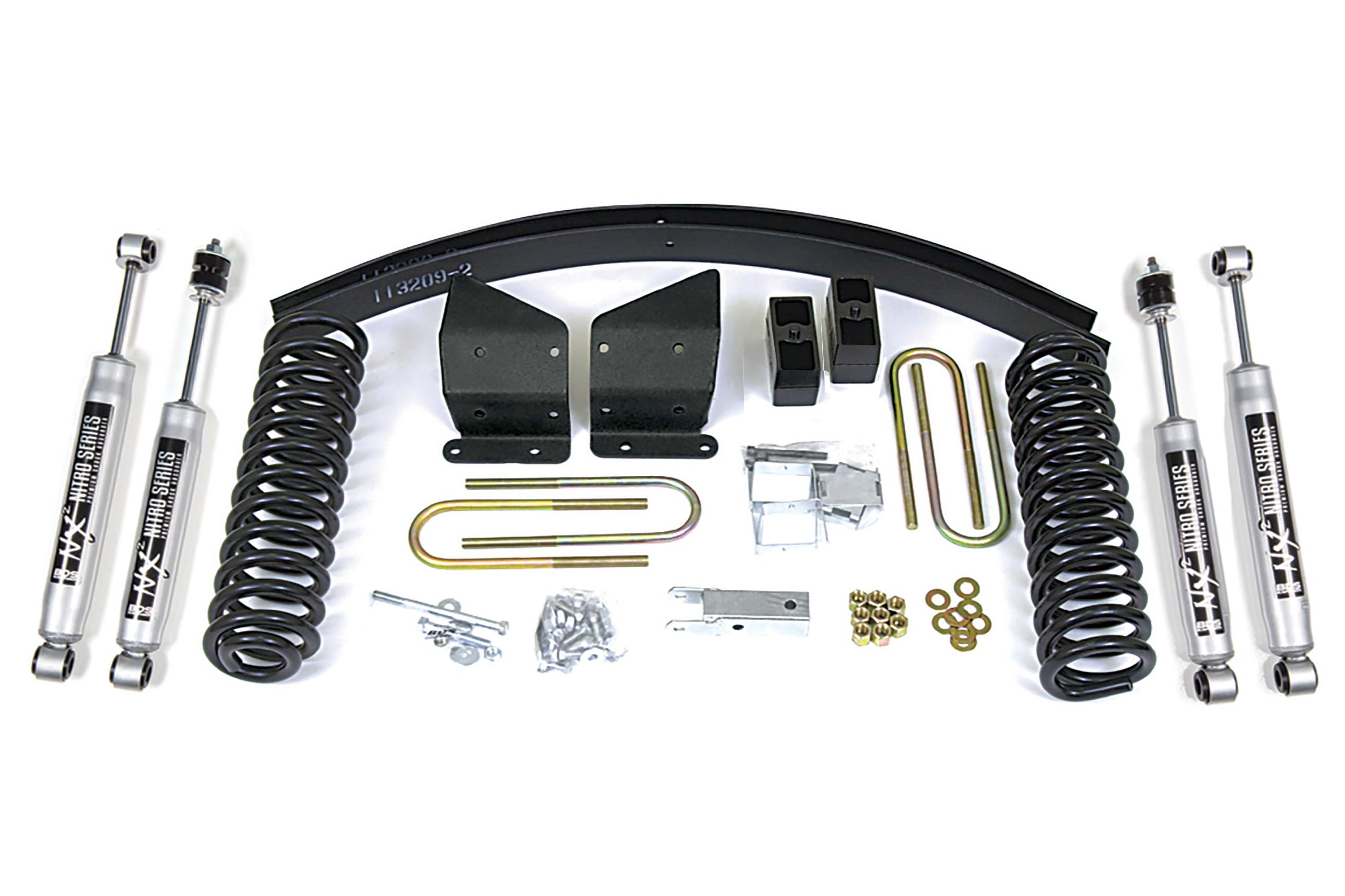 BDS Suspension BDS373H - 4 Inch Lift Kit Ford F100/F150 73-76 4WD Block Kit and Add A Leaf NX2 Nitro